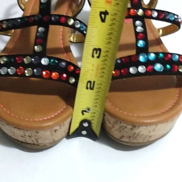 STEVE MADDEN Rhinestone Strappy Mini Wedge Platform Sandals Size 5 - Picture 10 of 13